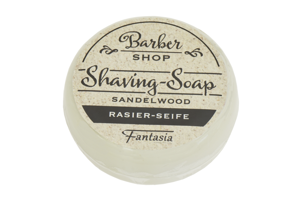 Barber-Shop Rasierseife rund 100g, Duft: Sandelholz, Ø 7 cm
